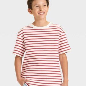 NWT Art Class Boys' Red & White Striped Short Sleeve T-Shirt Size Large (10/12)